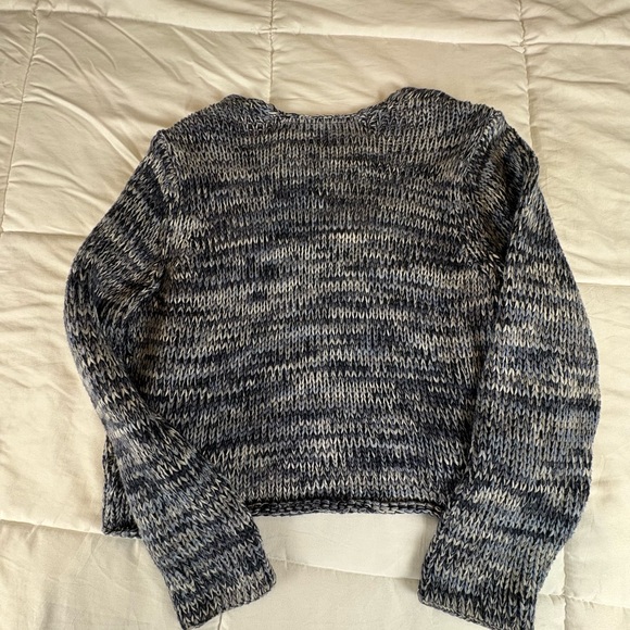 J.Jill Women’s Large Knit Open Cardigan Sweater Blue Gray Marled Cropped Cotton - Picture 6 of 6